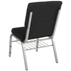 Flash Furniture – Chaise d’église Hercules 18,5 po larg, siège 4,25 po épais, compartiment pour livre, noir, structure argentée-Pochette à dossier pour le rangement de livres