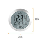 Marathon Watch - Horloge murale numérique ronde de 10 pouces avec date et température intérieure - Gris-Multiples Langues : Jour de la semaine affiché dans l'une des 3 langues (anglais, français et espagnol)