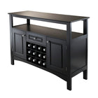 Winsome – Buffet de rangement Jasper-Capacité de 12 bouteilles, taille de la fente : 3,54 larg. x 13.78 prof. x 3.54 haut. (po). Composé de bois massif et de bois composite au fini noir.