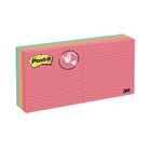 Post-it - Feuillets collection Cape Town, ligné, 7,6 cm x 7,6 cm (3 po x 3 po), 100 feuillets/bloc, 6 blocs/paquet-Ligné