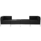 Flash Furniture – Mobilier modulaire HERCULES Imagination, chaises et pouf, cuir noir, 4 modules (ZBIMAGSET7)-Cuir reconstitué noir