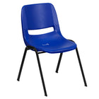Flash Furniture – Chaise coquille empilable et ergonomique Hercules avec cadre noir et siège de 16 po, bleu marine-Capacité de poids de 661 lb