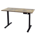 Ezywork - Bureau debout à hauteur réglable électrique de 48 po avec plateau entier - Cadre noir / Dessus de table marron vintage-Plateau de table en pièce entière