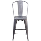 Flash Furniture - Tabouret de comptoir à enduit lustré de 24 pouces de hauteur pour l'intérieur avec dossier-Tabouret de comptoir style Bistro