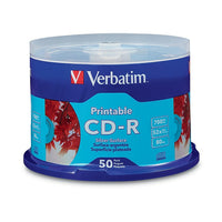 Verbatim - CD-R 52x 700 Mo/80 min., argentés imprimables, paq. cyl./50-Vitesse d'inscription jusqu'à 52x  