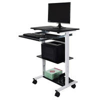 Luxor – Poste de travail debout ajustable (STAND-WS30) à trois tablettes, noir/blanc-Poste de travail debout réglable, gris