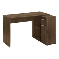 Monarch Specialties - 7348 Bureau 46 po -Noyer Fonce/Cabinet De Rangement-Bureau d'ordinateur d'angle avec rangement dans une finition faux bois noyer foncé et poignées de tiroir dans une finition argentée contrastante