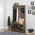 Prepac – Porte-manteaux de vestibule Dsog-0011-1 avec compartiments pour chaussures, gris délavé-Dimensions (assemblé, po) : 38 larg. x 68 haut. x 15,5 prof.