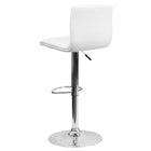 Flash Furniture – Tabouret de bar contemporain et ajustable en vinyle blanc et à pied chromé (CH920231WH)-Coutures horizontales décoratives