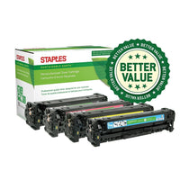 Staples Sustainable Earth - Cartouche de toner laser remise à neuf HP 305A, Noir/Cyan/Magenta/Jaune, paq./4-Couleurs : noir, cyan, magenta, jaune