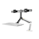 Poste de travail assise debout support à double bras pour écran pc de 22-27 po avec port USB de North Bayou FC40-2AB, Blanc-Poste de travail à double écran assis-debout