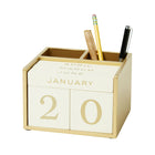 Martha Stewart - Calendrier perpétuel avec pot à crayons - Doré et beige-Existe en couleurs ivoire et or ; en MDF