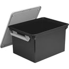 Staples - Classeur de format lettre/légal avec poignées blocables, 35 l, noir-Poignées à prise confortable pour en faciliter le transport