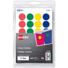 Avery Étiquettes amovibles à codage couleur Écrire ou imprimer, 3/4 po, ronde, couleurs variées, paq./240 (2348)-Amovible