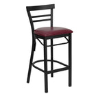 Flash Furniture – Tabouret de bar/restaurant Hercules en métal noir, dossier horizontal, assise en vinyle bourgogne-Capacité de poids de 500 lb