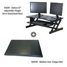 Rocelco – Poste de travail de luxe assis/debout, hauteur réglable, DADR+MAFM avec tapis anti-fatigue moyen, noir-Le poste DADR de Rocelco repose sur votre bureau actuel. Il offre une surface de travail de 37,4 po x 20,5 po réglable en hauteur qui peut accueillir 2 ou 3 moniteurs. Les vérins pneumatiques peuvent supporter un poids de jusqu'à 50 lb.