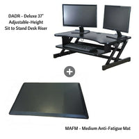 Rocelco – Poste de travail de luxe assis/debout, hauteur réglable, DADR+MAFM avec tapis anti-fatigue moyen, noir-Le poste DADR de Rocelco repose sur votre bureau actuel. Il offre une surface de travail de 37,4 po x 20,5 po réglable en hauteur qui peut accueillir 2 ou 3 moniteurs. Les vérins pneumatiques peuvent supporter un poids de jusqu'à 50 lb.