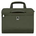 Estarer Sac Ordinateur Portable 13.3 po Homme Toile Vintage Sacoche pc Bureau Mallette Messenger Bandoulière Laptop, Forêt Verte-Matériel: Sergé de coton enduit imperméable. Garniture en cuir texturé végétalien