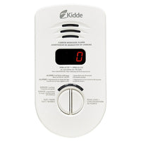 Kidde – Avertisseur de monoxyde de carbone alimenté par prise de courant c.a. 120V avec pile de secours KN-COP-DP-10YLCA-L'affichage numérique montre la concentration de CO en ppm (parties par million). Une fois l’appareil branché, les DEL assurent une bonne visibilité de jour, qui diminue automatiquement lorsqu'il fait noir