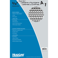 HeadLine Lettres et chiffres Rub OnMC, 3/16 po-Police Helvetica de taille moyenne