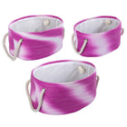 CTG - Paniers de rangement ovales Ombre, ensemble de 3, rose-Poignée de corde pour un transport facile