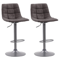 CorLiving - Tabouret de bar carré touffeté Palmer réglable tapissé gris - lot de 2-Recouvert d'un tissu touffeté durable gris foncé