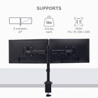 Bras doubles ecrans Basic Tech (8057701)-Changez d'angle de vue sans effort avec une portee de 2,5 po à 27 po et reglage en hauteur de 3,5 po à 16,5 po.