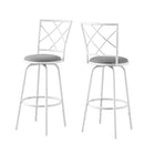 Monarch Specialties - 2377 Tabouret De Bar - Pivotant/Blanc/Tissu Gris - Paquet de 2-Tabouret De Bar