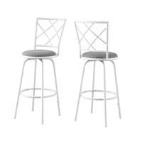 Monarch Specialties - 2377 Tabouret De Bar - Pivotant/Blanc/Tissu Gris - Paquet de 2-Tabouret De Bar