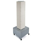 Azar Displays – Tour d’affichage à panneaux perforés emboîtables sur 4 côtés à roulettes, 40 x 8 x 8 po, blanc (703386-WHT)-Pivote sur une base en métal à roulettes