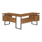 Monarch Specialties - 7610 Bureau 70 po - Noyer/Metal Noir/Face L/R-2 petits tiroirs et 1 grand tiroir classeur suspendu avec des poignées noires, des coulisses en métal et des intérieurs finis