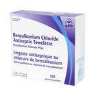 Serviettes antiseptiques au chlorure de benzalkonium, 100/boîte-À utiliser dans les trousses de premiers soins et les chambres