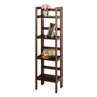 Winsome – Étagère pliante à 4 niveaux, étroite, fini noyer antique-Étagère de style échelle avec tablettes rectangulaires robustes et fiables et rails soutenant l’arrière