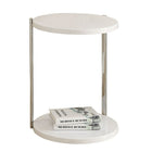 Monarch Specialties - 3056 Table D'Appoint - Blanc Lustre/Metal Chrome-Cette table d'appoint pratique blanc lustré vous permet de déposer boissons, collations ou repas pendant que vous regardez la télé ou que vous conversez sur le canapé