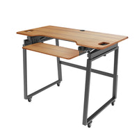 Rocelco - Ensemble de rehausse de bureau de luxe à hauteur ajustable de 46" et support au sol - Teck / Noir-ENSEMBLE DE BUREAU PERMANENT: Comprend le convertisseur de bureau debout de 46 "(DADR-46) et le support de plancher mobile de luxe (DADR-FSM) pour convertir la colonne montante de bureau en un bureau assis-debout entièrement roulant