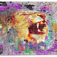 Designart – Lion dans la ville Street Art toile d’illustrations (PT3631-30-30)-Impression