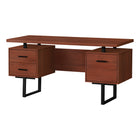 Monarch Specialties - 7626 Bureau 60 po L - Cerise/Metal Noir-Un bureau d'ordinateur élégant et contemporain de 60 pouces de long avec rangement fermé pour créer un espace de travail fonctionnel dans votre bureau à domicile.