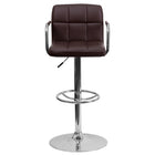 Flash Furniture – Tabouret de bar ajustable en vinyle matelassé brun avec pied et accoudoirs chromés (CH102029BRN)-Tabouret de style contemporain