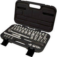 Aurora Tools – Ensemble de douilles à prise SAE/métrique de 1/4 et 3/8 po, 41 pièces-Acier en vanadium chromé pour plus de solidité et de durabilité