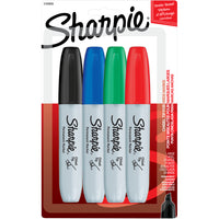Sharpie - Marqueurs permanents − Pointe biseautée − Couleurs variées − Paquet de 4-La pointe biseautée polyvalente permet deux largeurs de traits - large ou fin