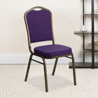 Flash Furniture – Chaise banquet empilable Hercules à dossier couronne avec cadre au fini doré et tissu violet, 4/pqt-Coussin de siège épais de 2,5 pouces