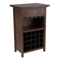 Winsome – Armoire à vin avec tiroir et porte-verre, noyer antique-Avec un tiroir pour les accessoires et assez d’espace pour jusqu’à 20 bouteilles de vin et des verres, l’armoire à vin Regalia peut contenir tout le nécessaire pour préparer et déguster un verre de vin.