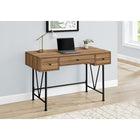 Monarch Specialties - 7672 Bureau 48 po L - Faux Bois Pale/Metal Noir-2 tiroirs latéraux sur des glissières en métal accentués avec des poignées en métal noir branchées