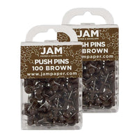 JAM Paper – Punaises, brun chocolat, 2 paquets de 100, total de 200 (222419049a)-Plastique brun chocolat et pointe en métal