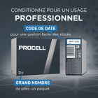 Duracell - Piles alcalines D Procell - paquet de 12-Températures de fonctionnement entre -4F (-20C) et 129.2F (54C)