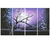 Designart – Floraison au clair de lune, imprimé sur toile, 4 pièces (PT271-PURPLE)-Impression