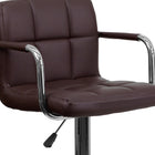 Flash Furniture – Tabouret de bar ajustable en vinyle matelassé brun avec pied et accoudoirs chromés (CH102029BRN)-Appuis-bras chromés de vinyle enroulé