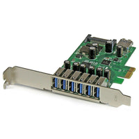 StarTech ® Carte USB 3.0 PCI Express à 7 ports, conception à profil standard et profil bas-Augmentez les capacités de votre système en ajoutant sept ports USB 3.0 (dont 6 externes et un interne) à n’importe quel ordinateur compatible PCIe