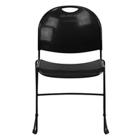 Flash Furniture - Chaise ultra-compacte empilable noire de la série HERCULES avec cadre enduit de poudre noire-Ensemble de 5 chaises empilables polyvalentes