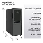 Koolatron - Cellier à vin à 2 zones pour 12 bouteilles - Noir-Grilles amovibles pour accommoder différentes tailles de bouteilles
